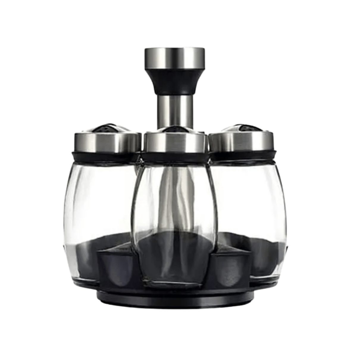 IMPORTCLICK - Set 6 condimenteros Giratorios 360 16,8x15x4,1 CM Negro