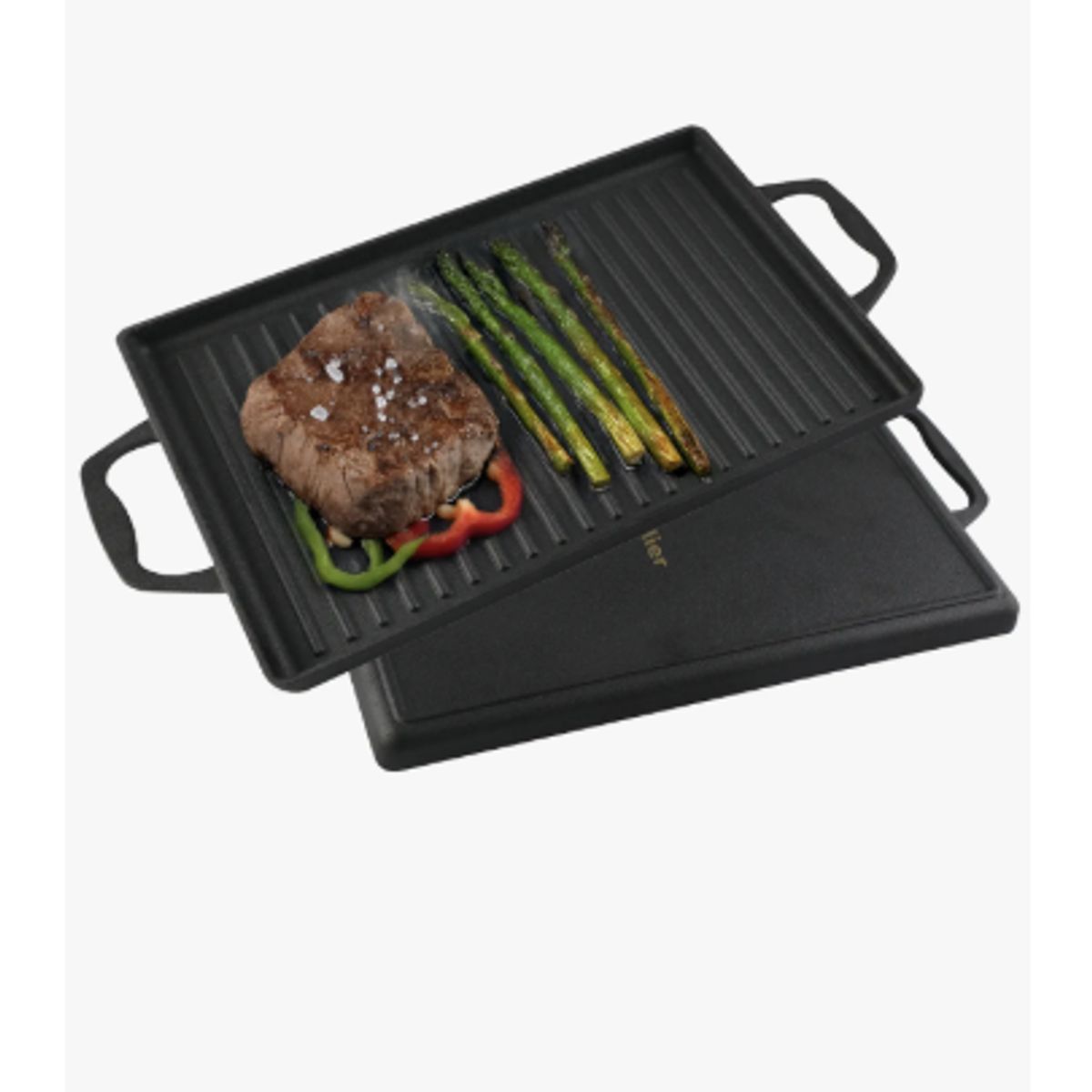 GENERICO - Plancha Churrasquera Hierro Fundido Atelier Cocina 2 En 1 Negro