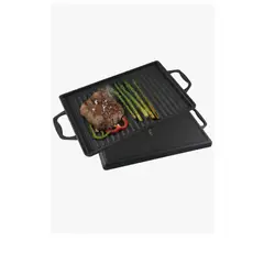 GENERICO - Plancha Churrasquera Hierro Fundido Atelier Cocina 2 En 1 Negro