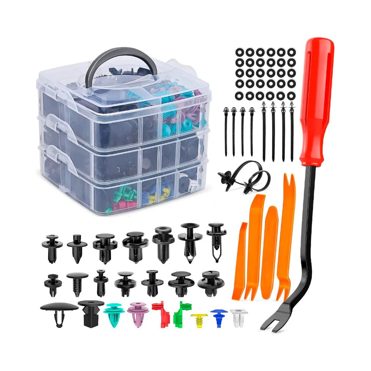 IMPORTCLICK - Kit 725 Clip Broche Retención Plástico Auto Lata Tapabarro