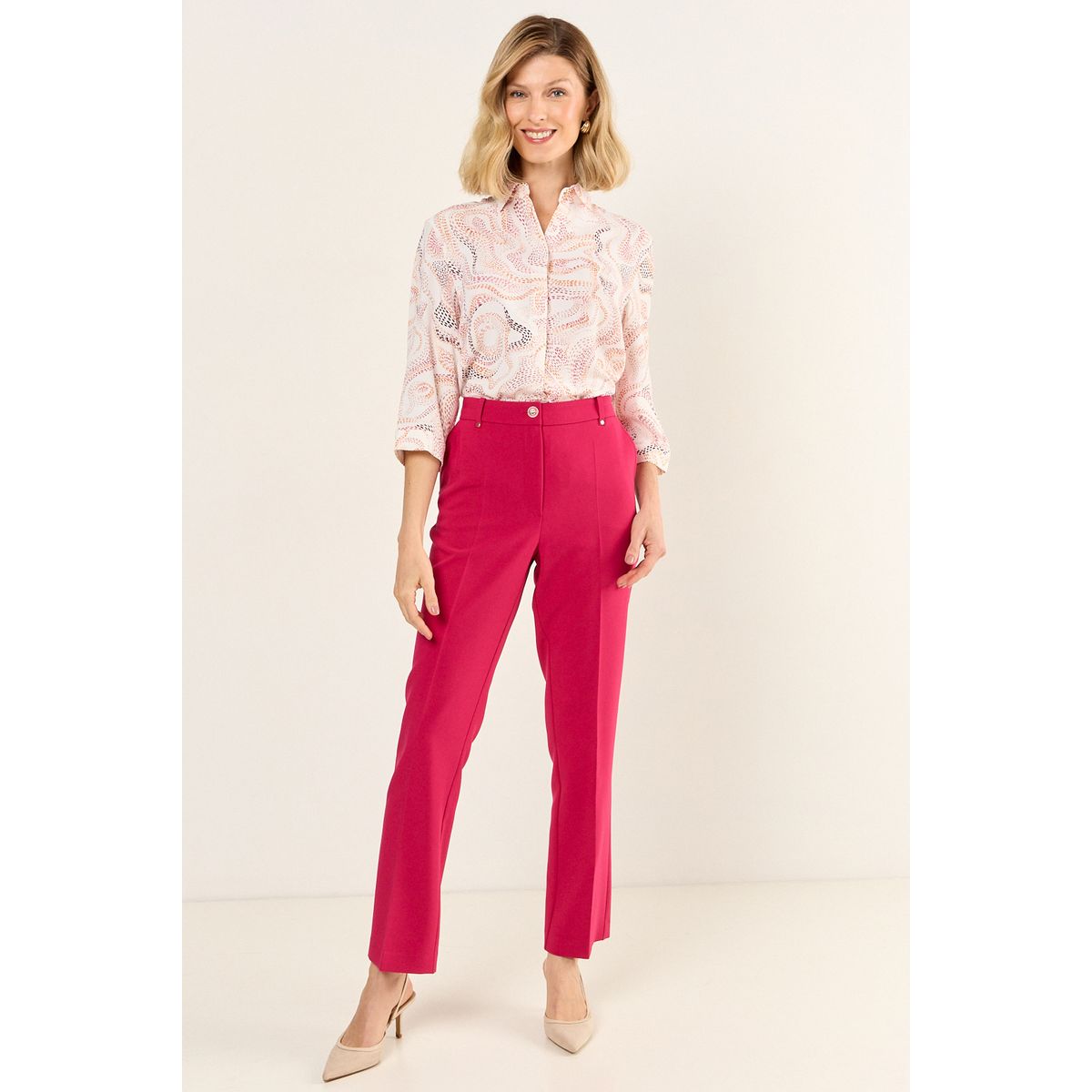 MA GRIFFE - Pantalon Formal Corte Pretina Mujer Fucsia Magriffe