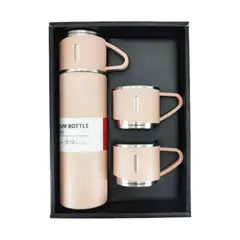 IMPORTCLICK - Set Térmico 3 Tazas Acero Inoxidable 500 ML Rosado