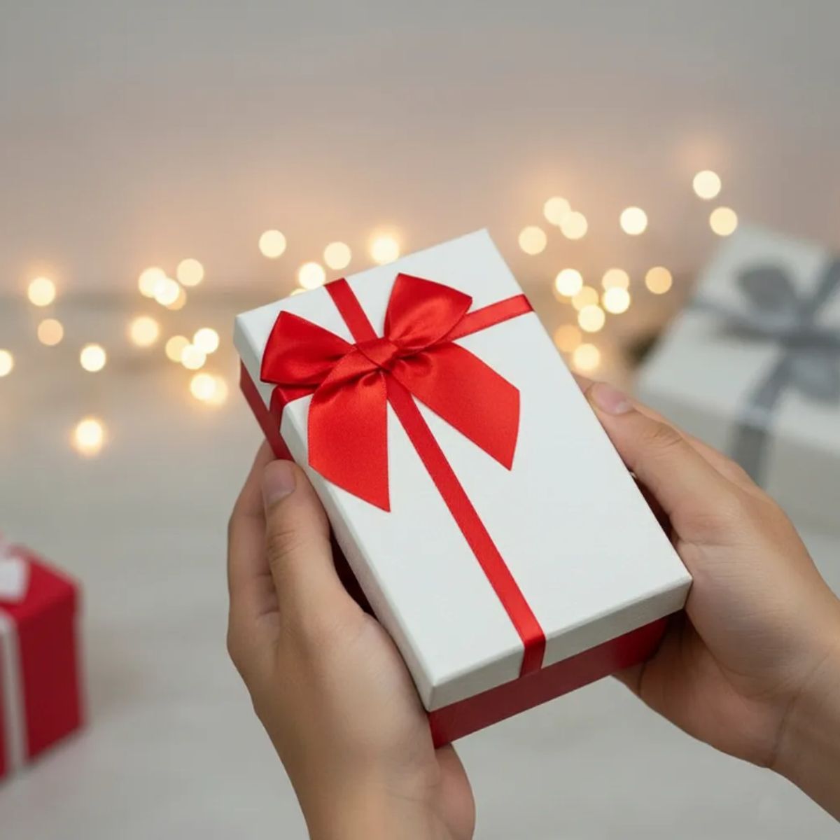 GENERICO - Set de cajas de regalo rojas y blancas con lazo