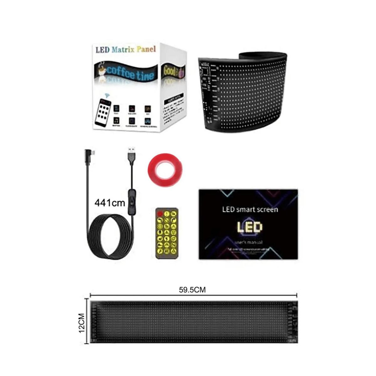 IMPORTCLICK - Letrero Luz LED Matrix Flexible 59,5x12 CM 10 Watt Negro