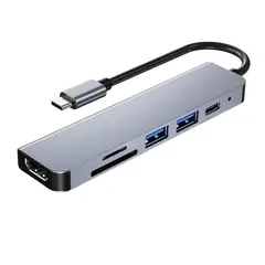 IMPORTCLICK - HUB C 6 en 1 Lectores Tarjetas Hdmi 2x USB 3,0 Tf SD USB-C
