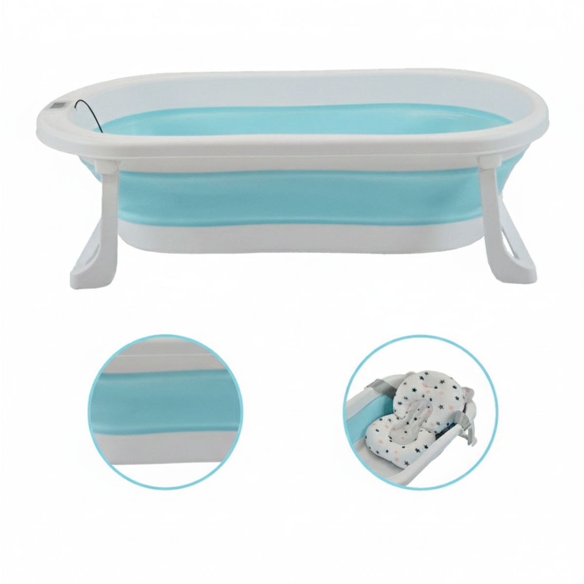 GENERICO - Bañera Tina Baño Bebe Plegable Portátil Con Cojín - MEDIA