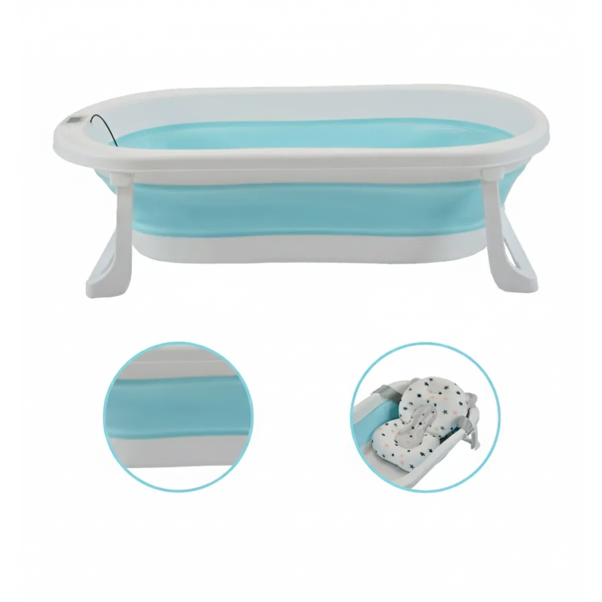 GENERICO - Bañera Tina Baño Bebe Plegable Portátil Con Cojín - MEDIA