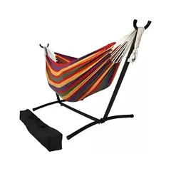 IMPORTCLICK - Hamaca Doble Base Soporte Acero Multicolor 250x190 CM