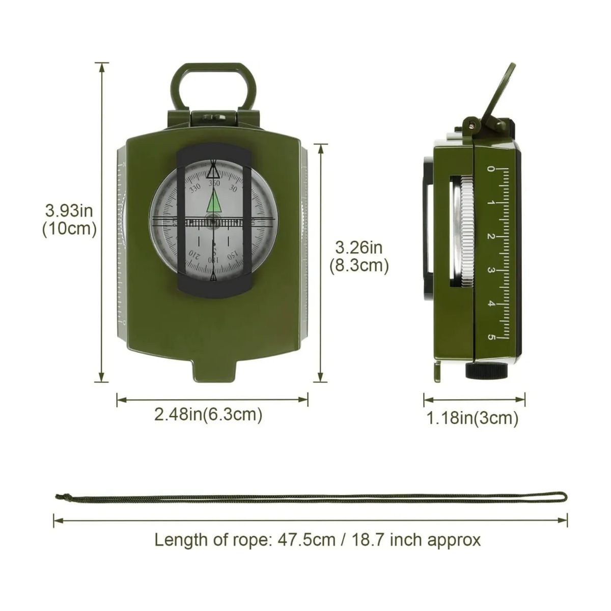 IMPORTCLICK - Brújula Militar Multifunción Inclinómetro Luminosa 8,5x6,3x2,5 CM