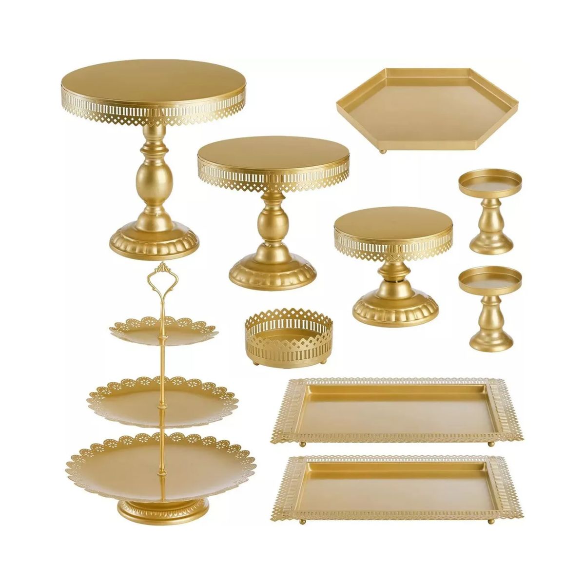 IMPORTCLICK - Kit 10 Porta Torta Cupcake Torre Decorativa Dorada