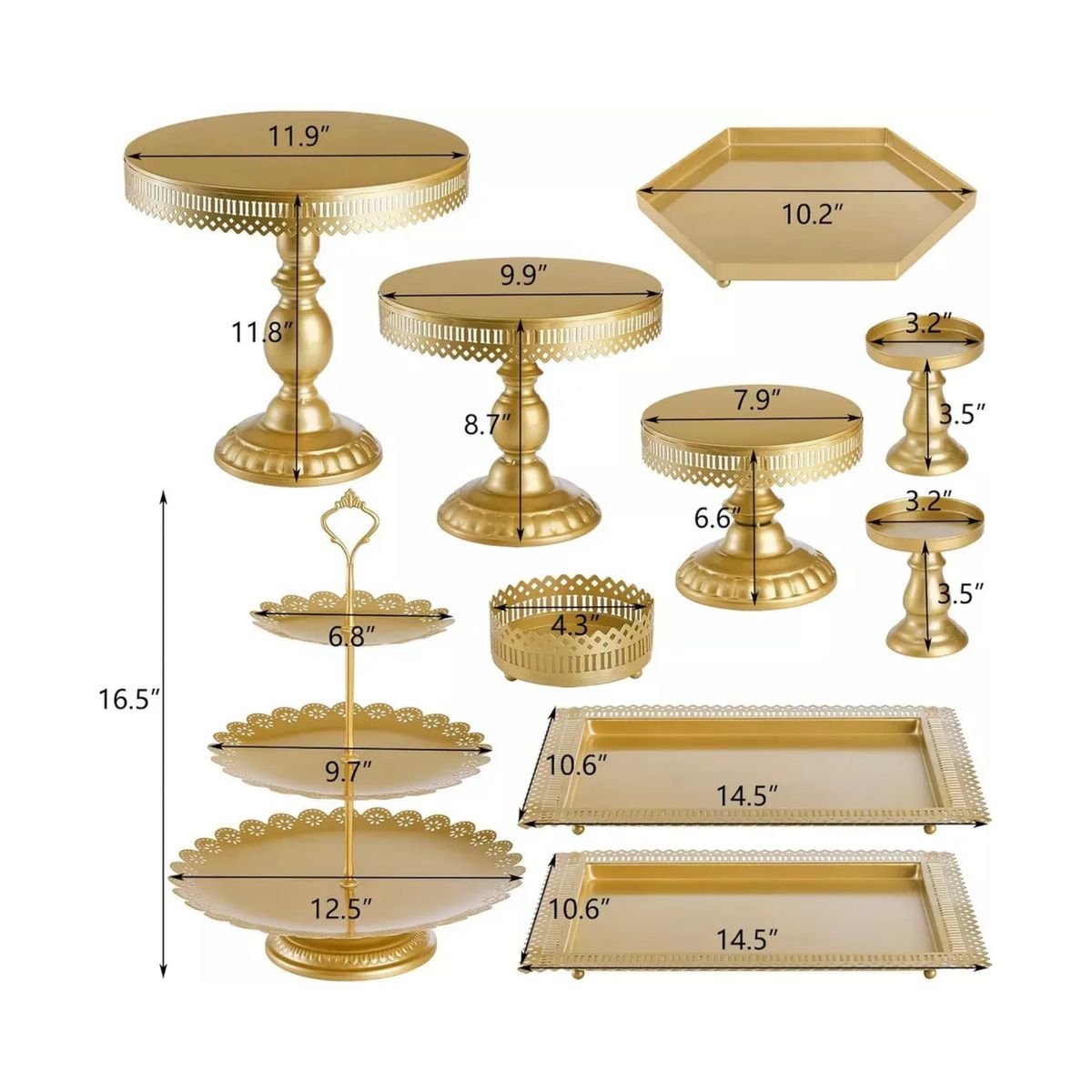 IMPORTCLICK - Kit 10 Porta Torta Cupcake Torre Decorativa Dorada