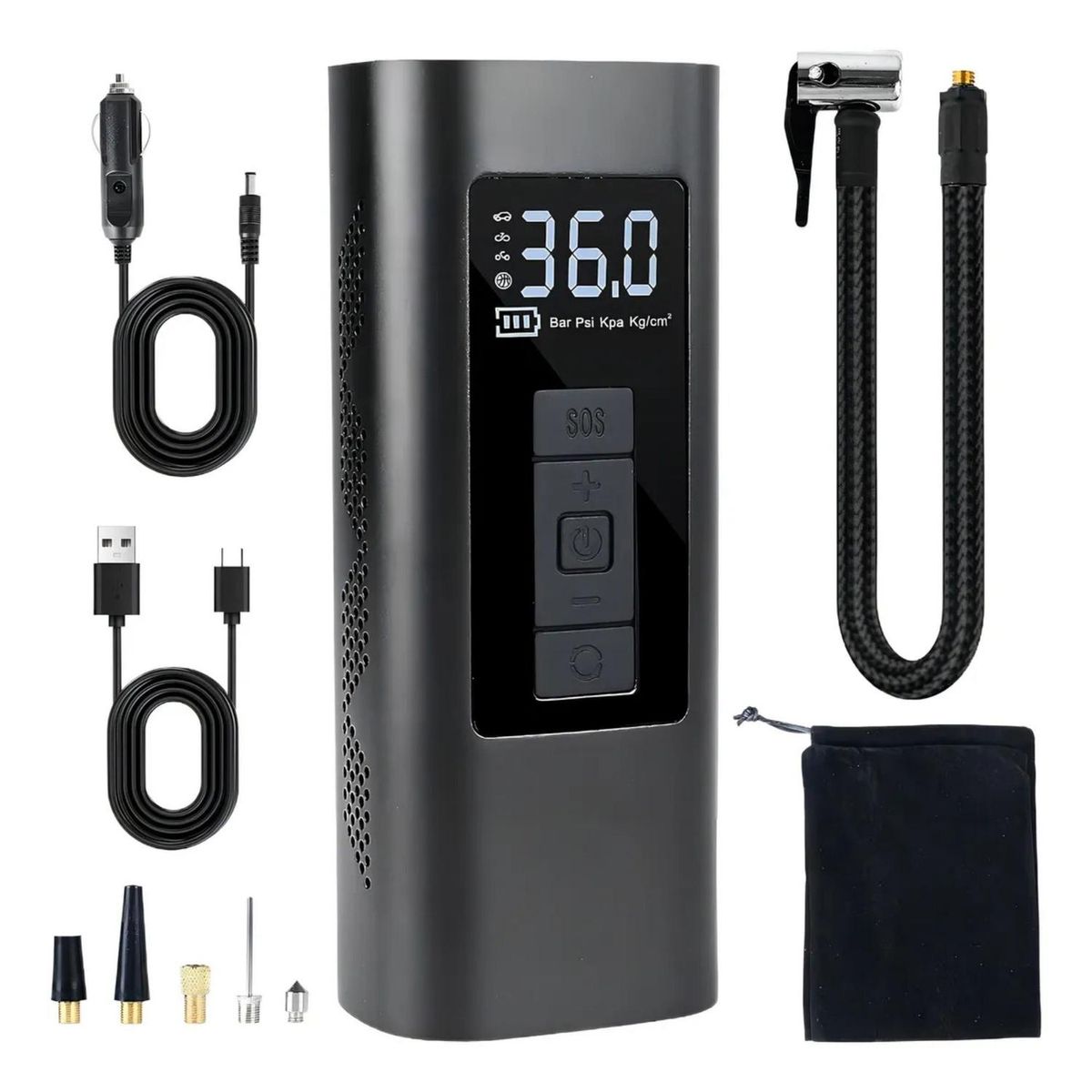 IMPORTCLICK - Bomba Aire Portátil Auto Infla Neumáticos Batería 120 Watt