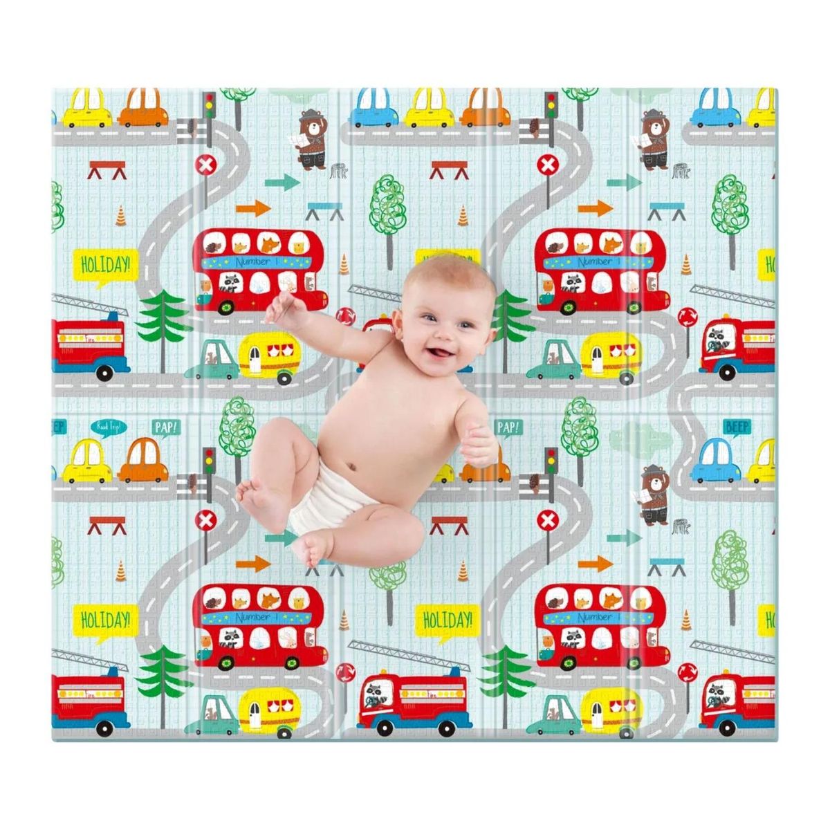 IMPORTCLICK - Alfombra Infantil Bebe Goma Eva Plegable Antigolpes 120x180 Autos