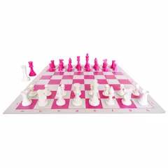 GENERICO - Set Tablero de ajedrez rosado + piezas y estuche