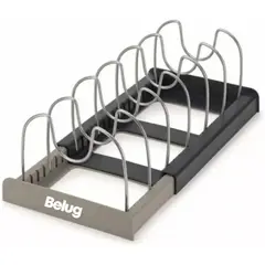 GENERICO - Rack Organizador Tapas Ollas Expandible Cocina Menaje Sartén Negro Y Gris BELUG