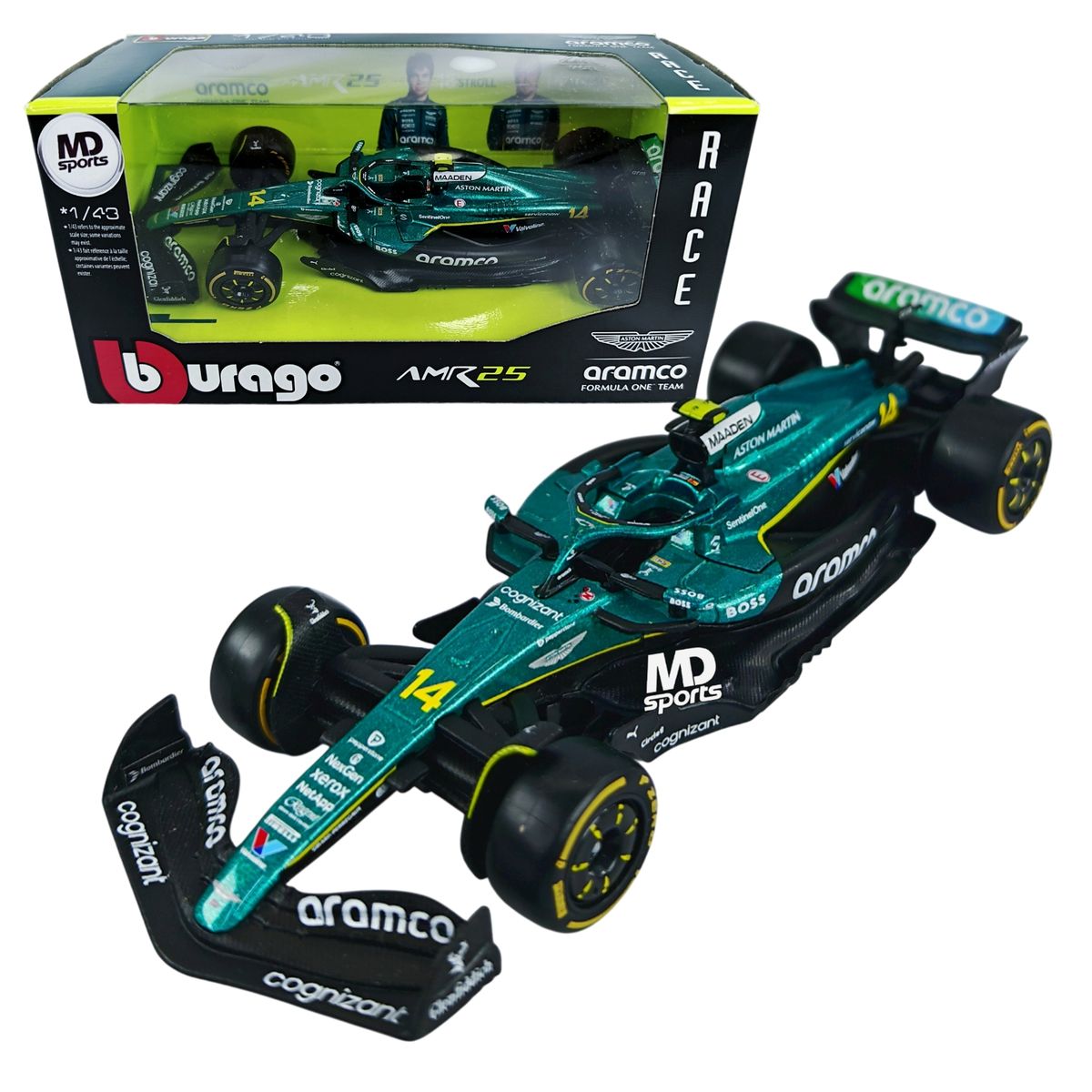 BBURAGO - Auto F1 Aston Martin AMR25 2025 #14 Fernando Alonso Caja Normal 1:43