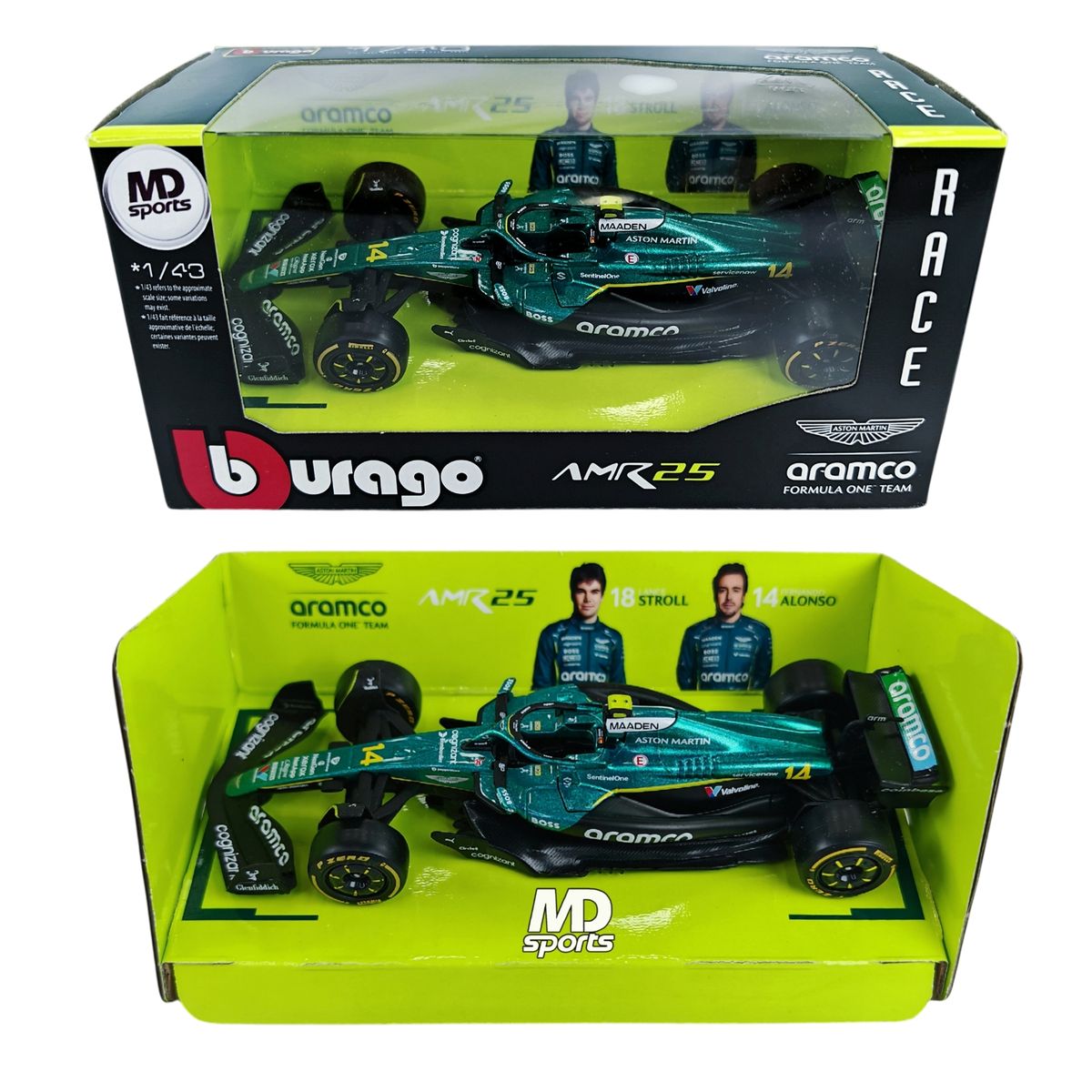 BBURAGO - Auto F1 Aston Martin AMR25 2025 #14 Fernando Alonso Caja Normal 1:43