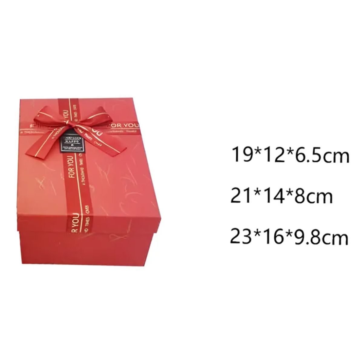 GENERICO - Set Caja de regalo roja rectangular con cinta decorativa