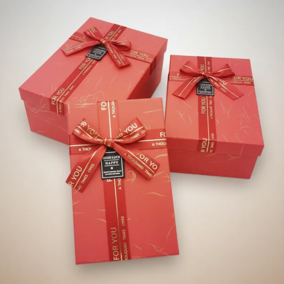 GENERICO - Set Caja de regalo roja rectangular con cinta decorativa