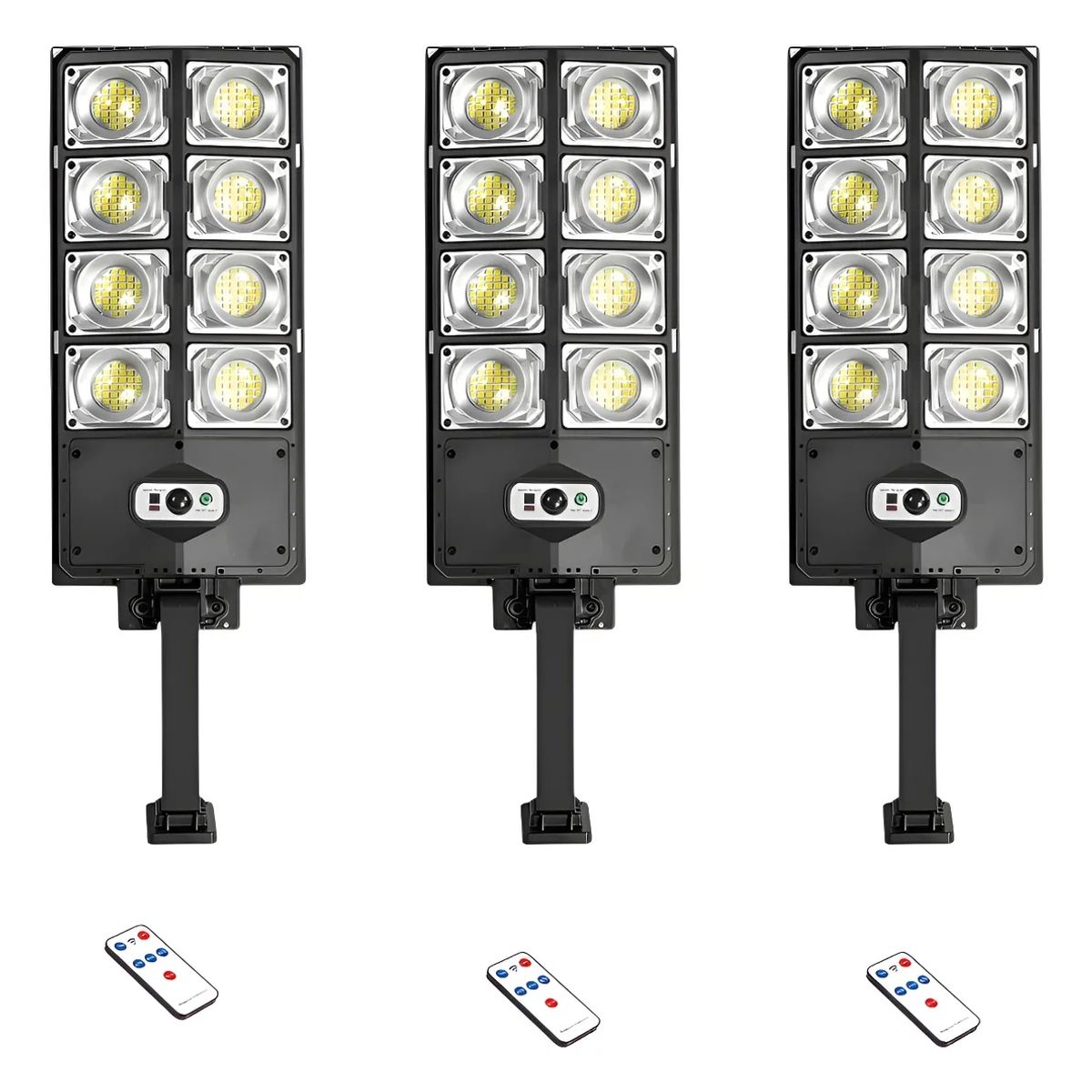 GENERICO - Pack X3 Foco Luminaria Para Pared Exterior Led Solar 400w Negro
