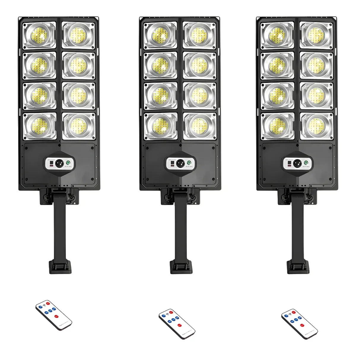 GENERICO - Pack X3 Foco Luminaria Para Pared Exterior Led Solar 400w Negro