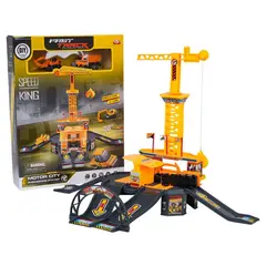 DBLUE - Juguete Set Construcción con Grúa Rampas y Vehículos DBG1705