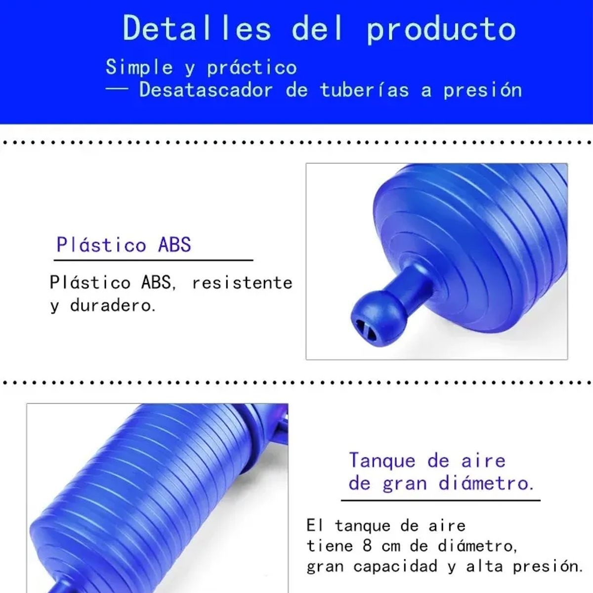 GENERICO - Sopapo Con Presión Destapador De Cañería Fregadero Baño