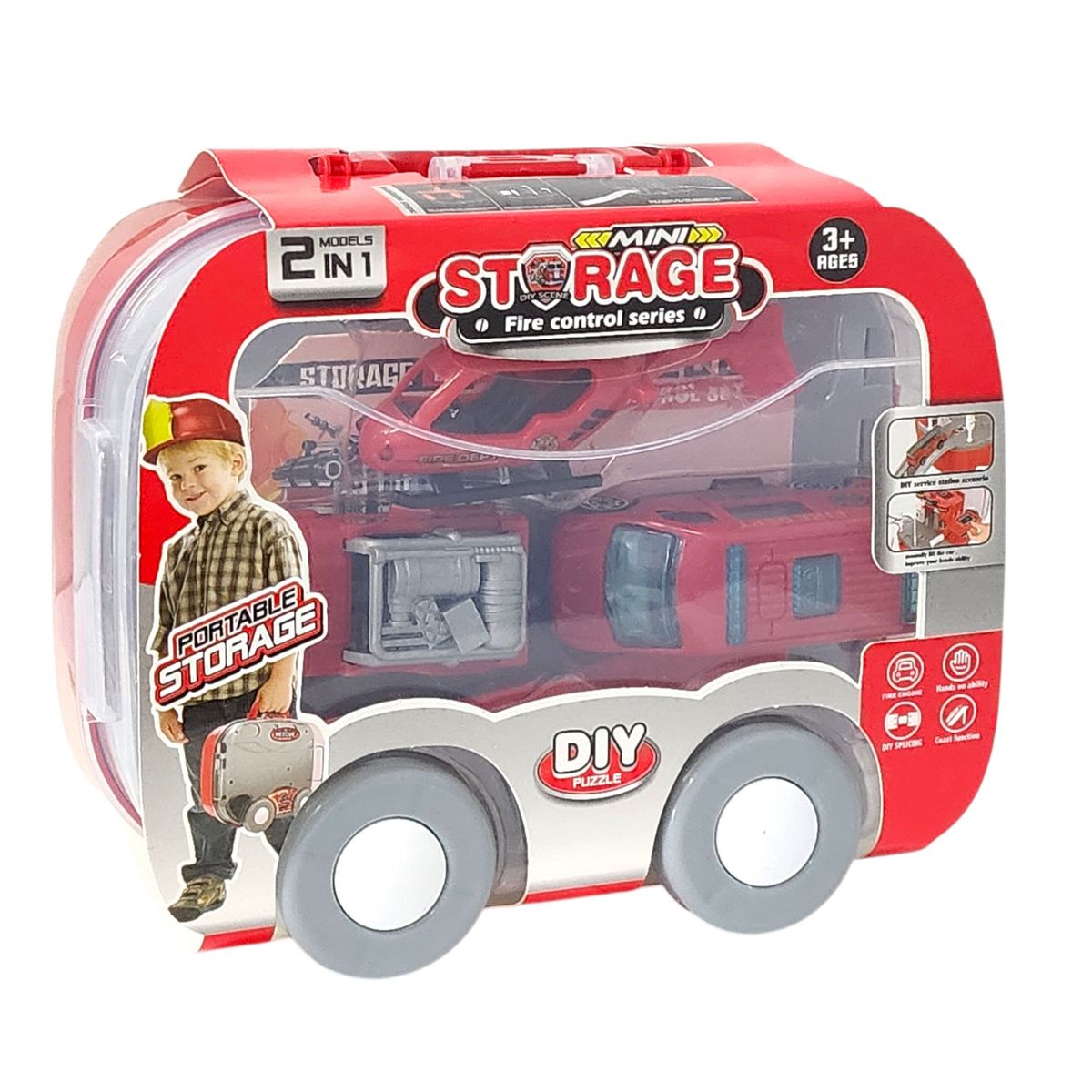 DBLUE - Juguete Estación Bomberos 2 en 1 con Vehículos DBG1708