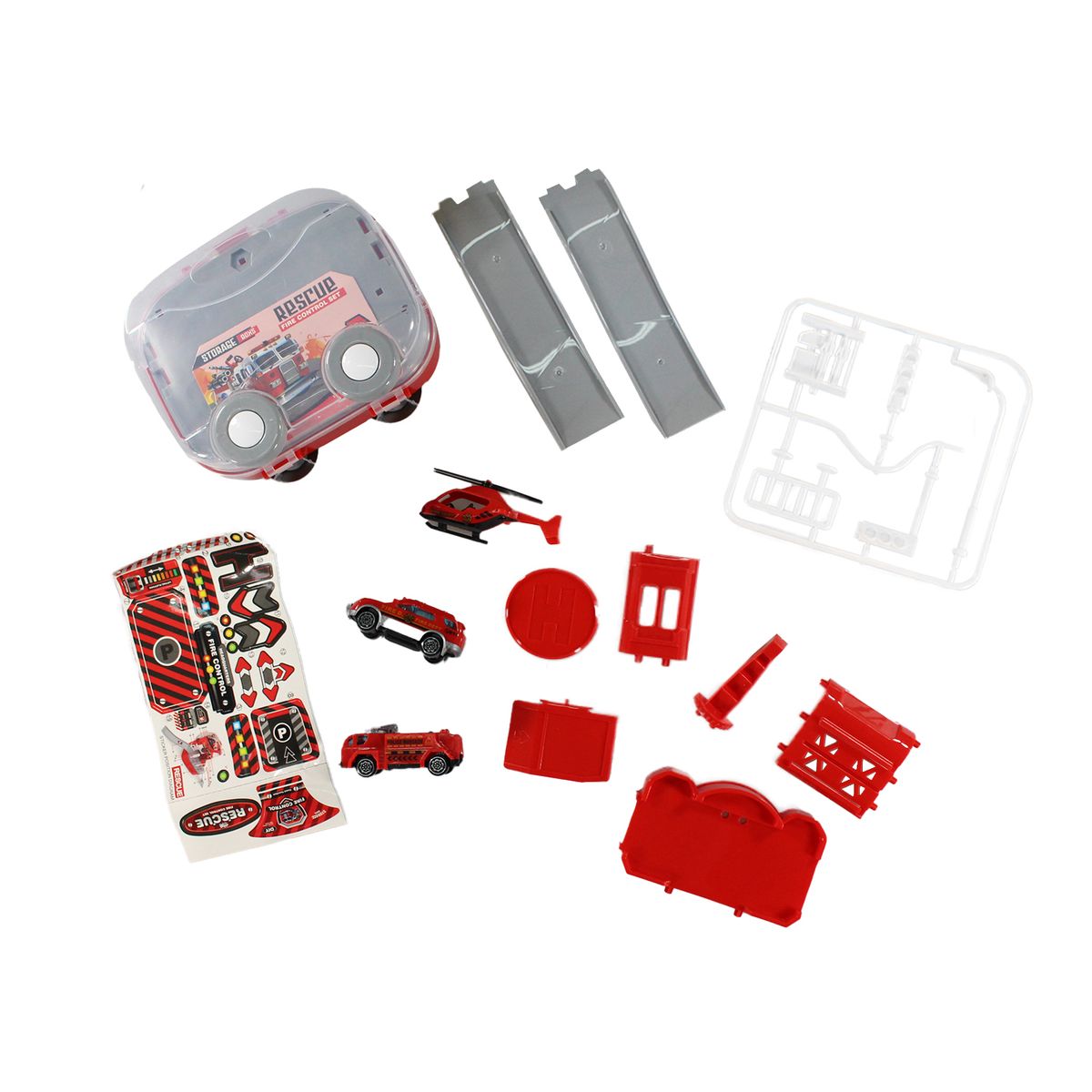 DBLUE - Juguete Estación Bomberos 2 en 1 con Vehículos DBG1708