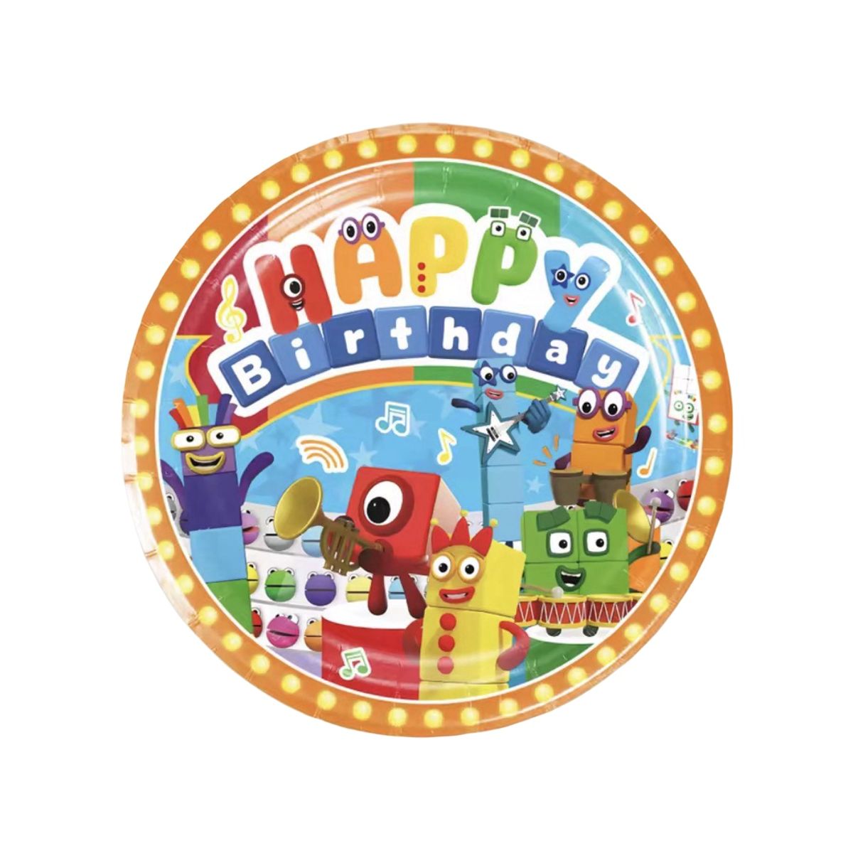 GENERICO - Pack 10 Platos Cumpleaños Number Block Fiestas Niños