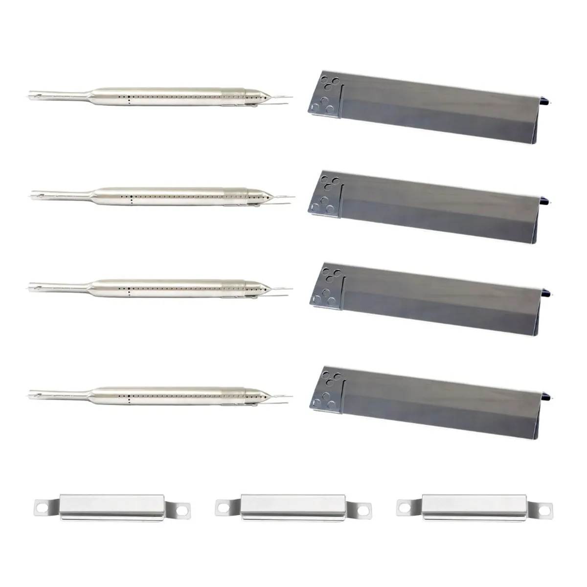 GENERICO - Kit Repuestos 4 Quemadores + 4 Difusores + 3 Guías de gas Universal Ajustable Parrillas a Gas