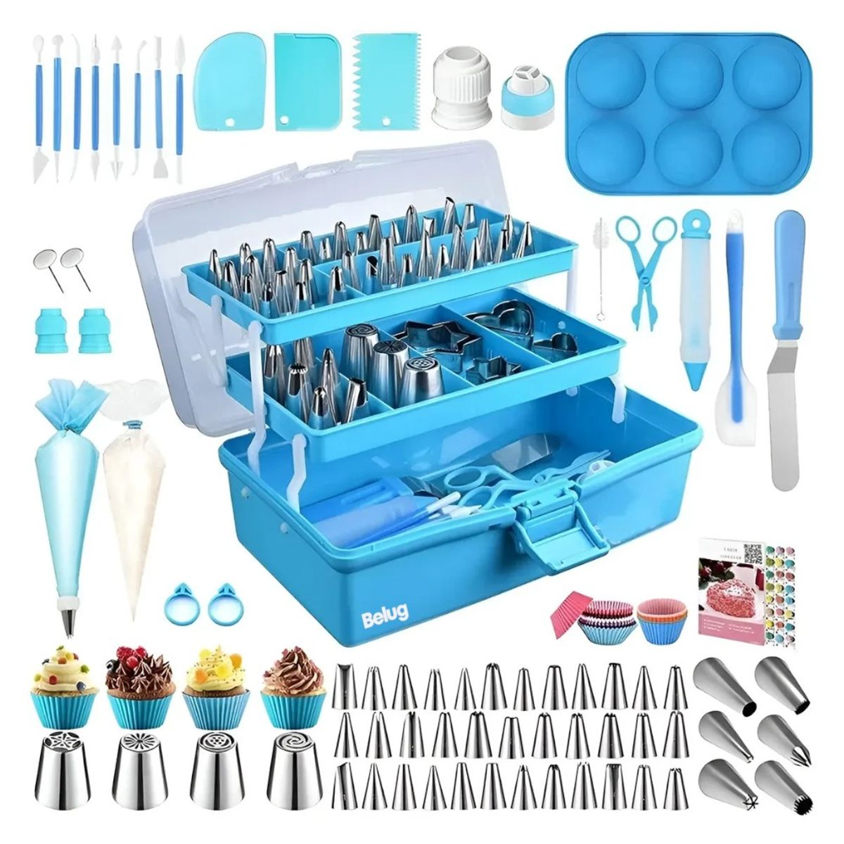 GENERICO - Set De Pasteleria Kit Decoración Para Reposteria 236pcs azul BELUG