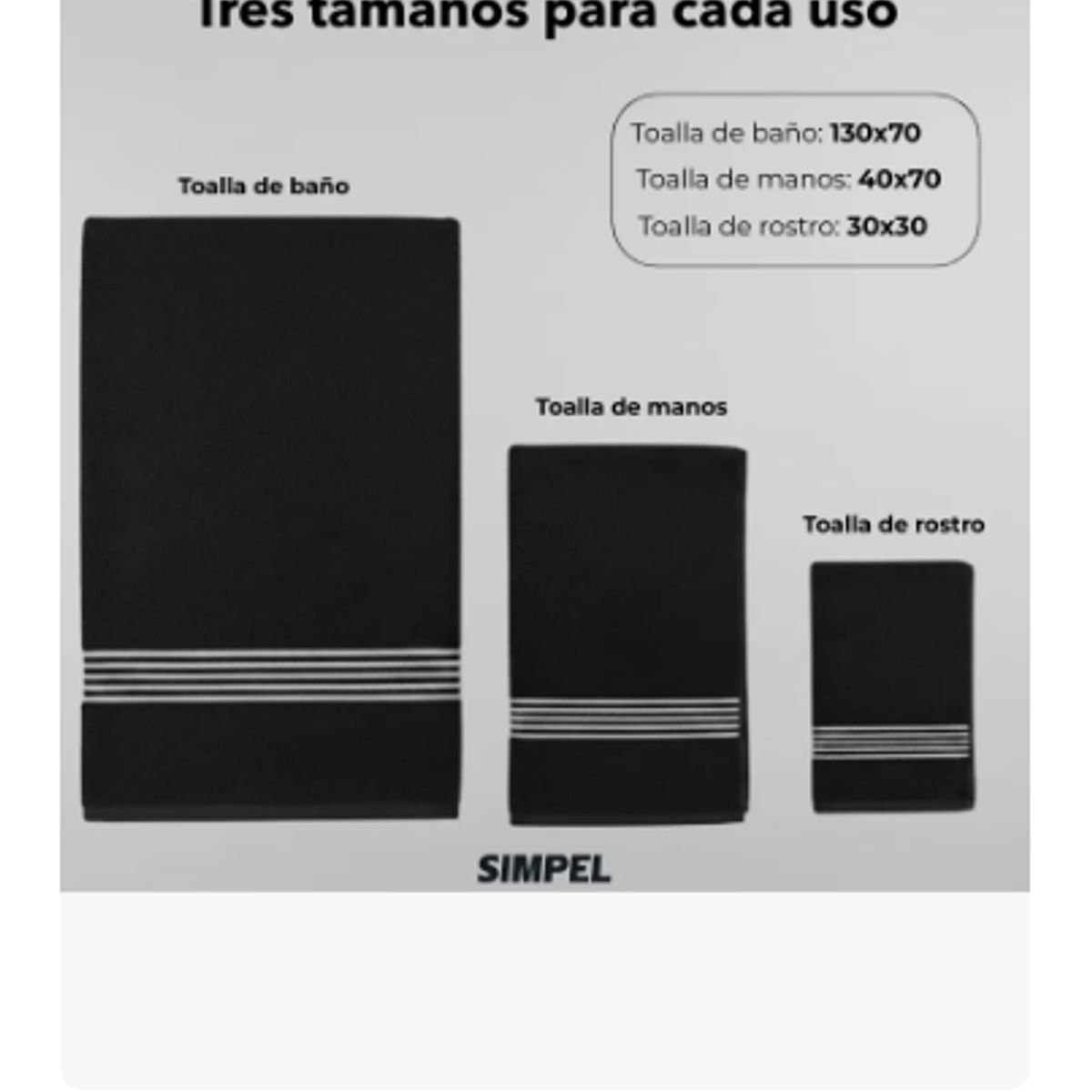 GENERICO - Set De Toallas Mano Baño Y Cara 100% Algodón Peinado 500 Gsm