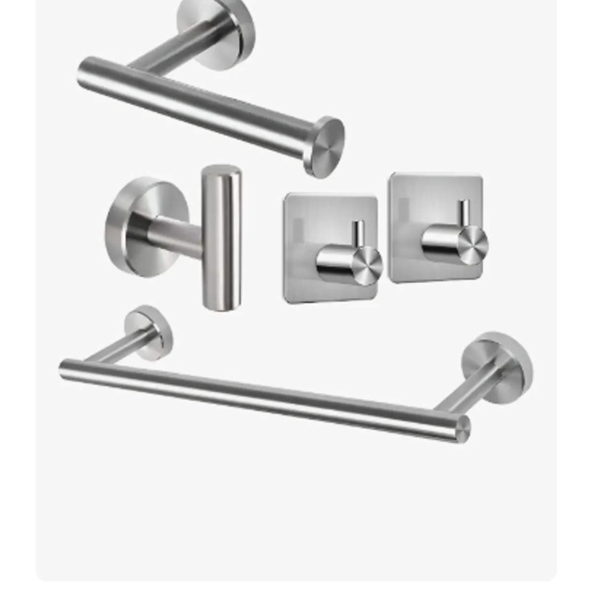 GENERICO - Set De 5 Accesorios De Baño Acero Inoxidable Plata Plateado