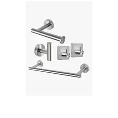 GENERICO - Set De 5 Accesorios De Baño Acero Inoxidable Plata Plateado