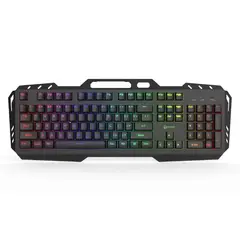 DATACOM - Teclado Gamer Retroiluminado Español Metal Con Porta Celular Español