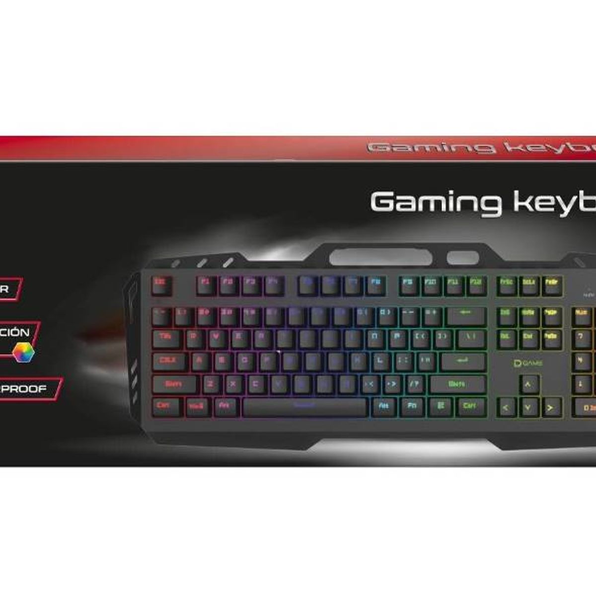 DATACOM - Teclado Gamer Retroiluminado Español Metal Con Porta Celular Español