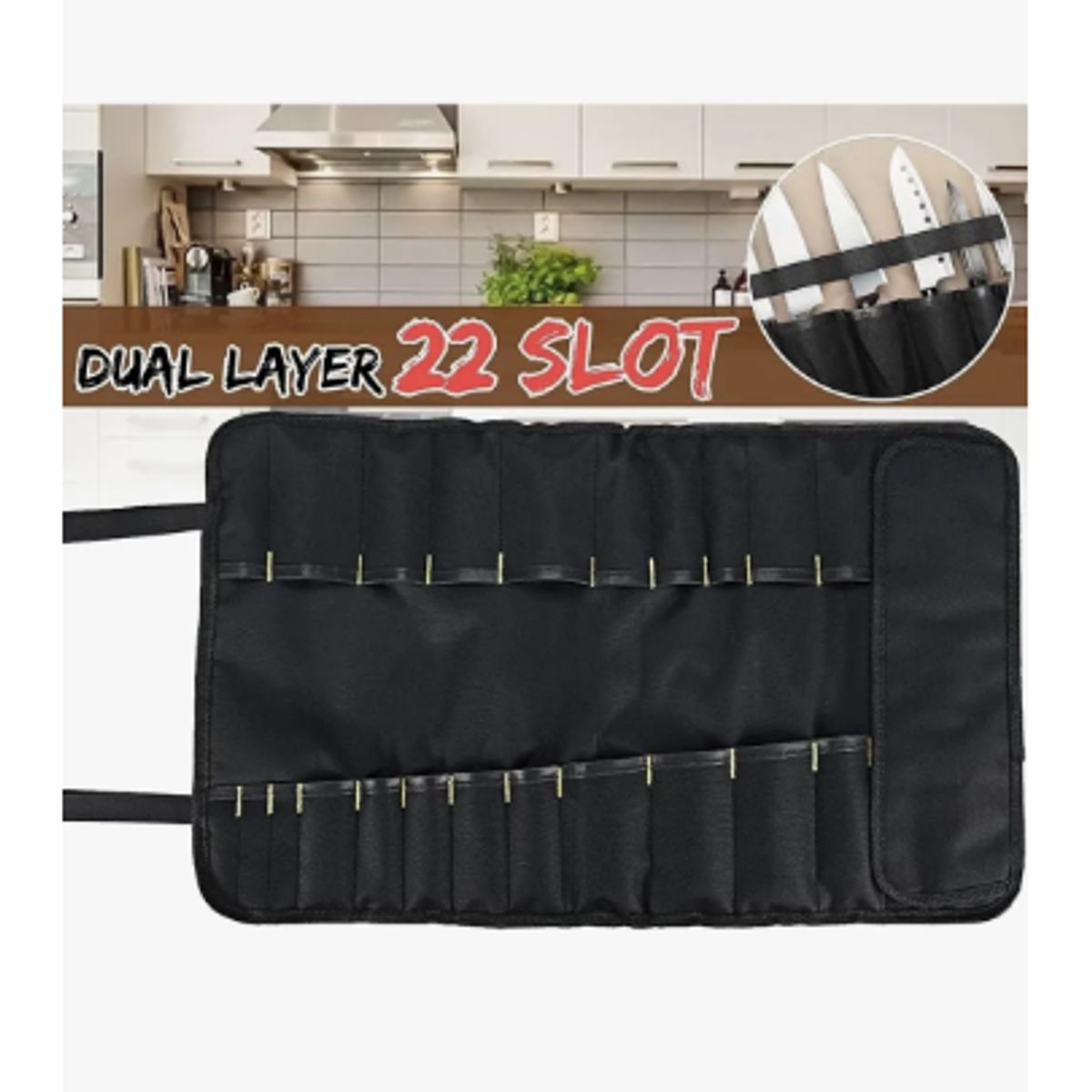 GENERICO - Bolso Porta Cuchillos Chef Estuche Portátil Cocina Oxford Negro