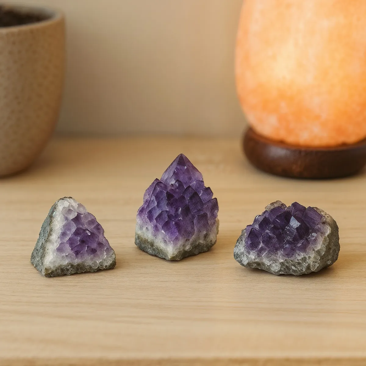 OEM COLLECT - Pack 3 geoda amatistas piedras naturales decorativas - Drusas de Cuarzo Morado para Decoración y colección