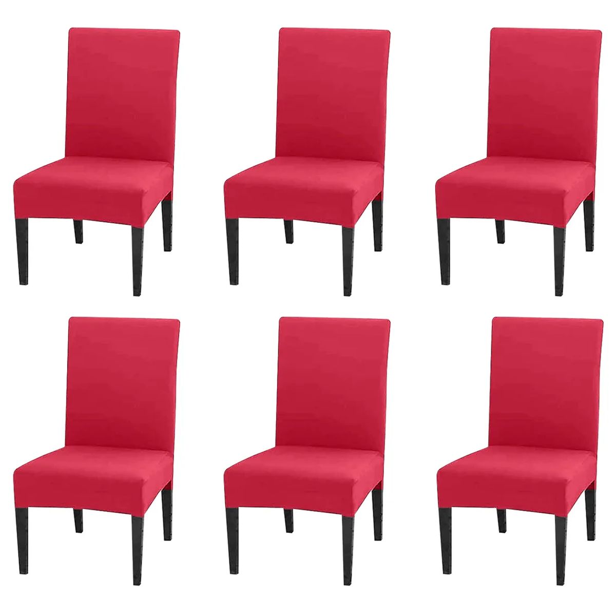 GENERICO - Pack 6 Fundas Sillas Premium Comedor Asientos Tela Gruesa Bordó Liso