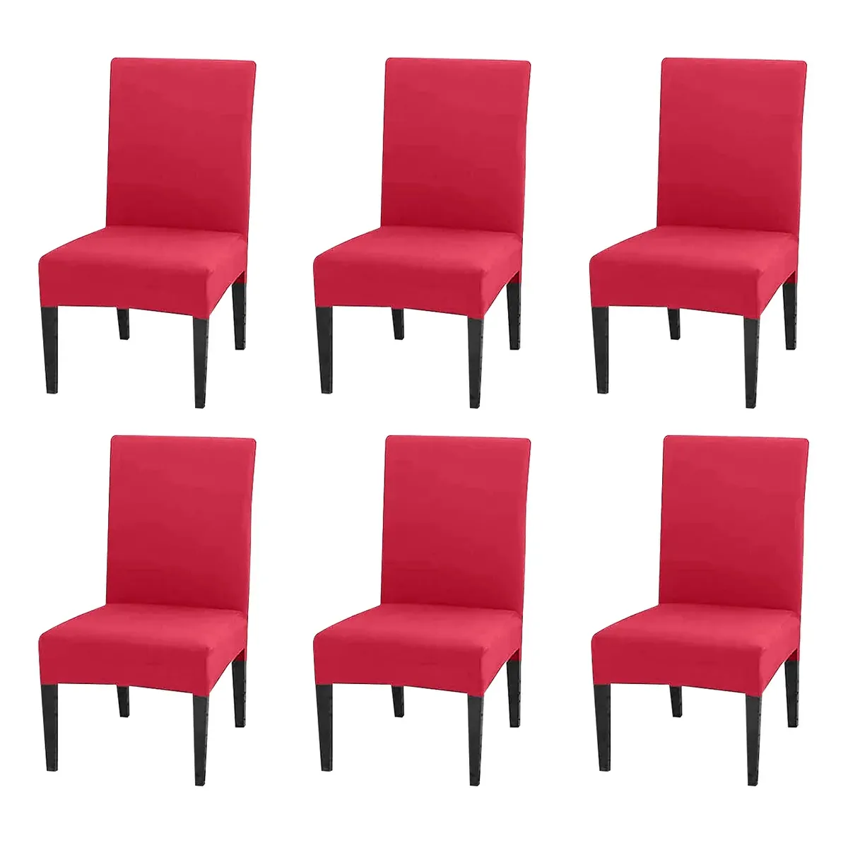 GENERICO - Pack 6 Fundas Sillas Premium Comedor Asientos Tela Gruesa Bordó Liso