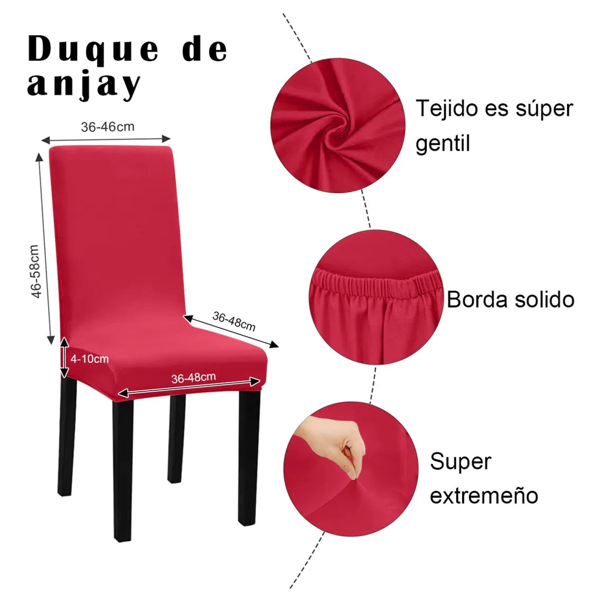 GENERICO - Pack 6 Fundas Sillas Premium Comedor Asientos Tela Gruesa Bordó Liso
