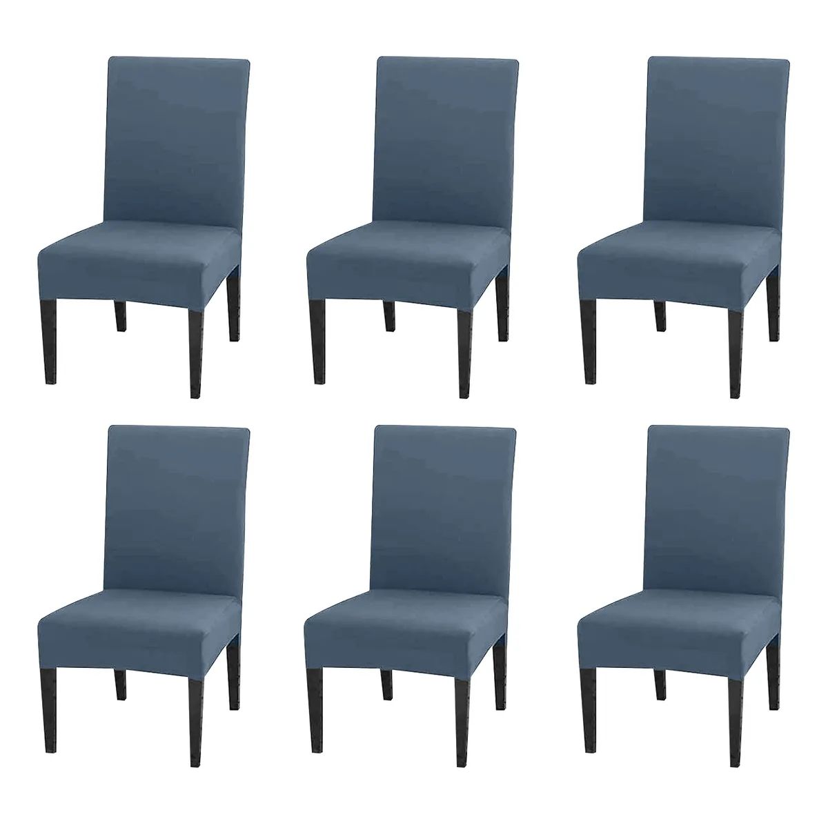 GENERICO - Pack 6 Fundas Sillas Premium Comedor Asientos Tela Gruesa Gris Oscuro Liso