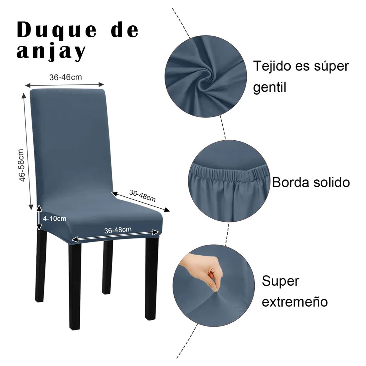 GENERICO - Pack 6 Fundas Sillas Premium Comedor Asientos Tela Gruesa Gris Oscuro Liso