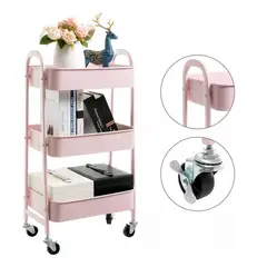 GENERICO - Organizador Metalico Con Ruedas Hogar Organizador Carro Color Rosa