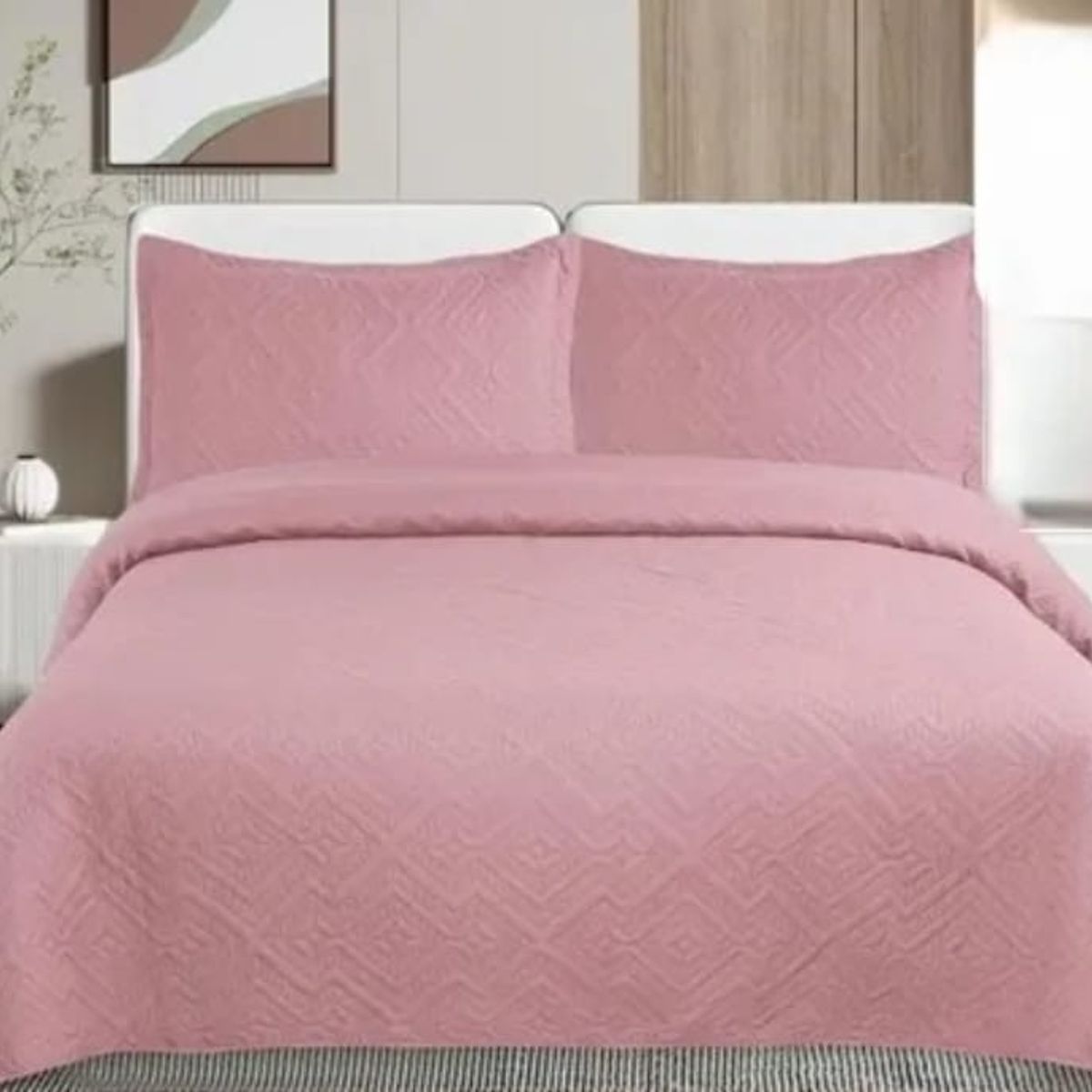 GENERICO - Cubrecama Quilt Super King  , rosa