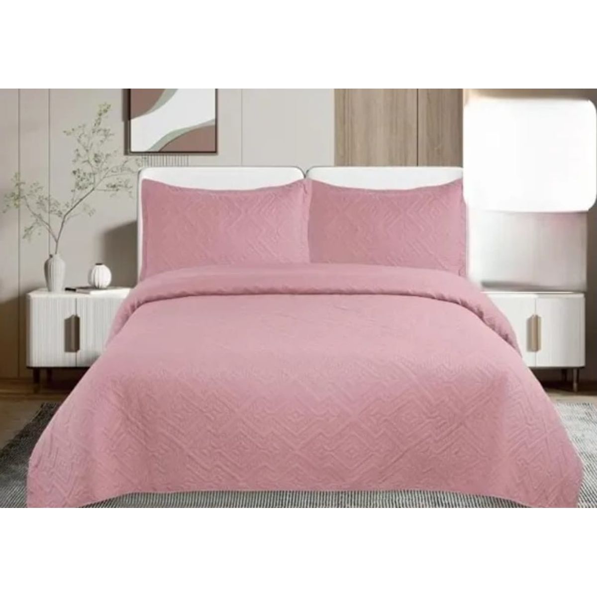 GENERICO - Cubrecama Quilt Super King  , rosa