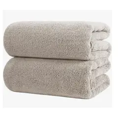 GENERICO - Set 2 Toallas Grande De Baño Toallon 100x140cm Microfibra Beige Set 2 Toallon Microfibra