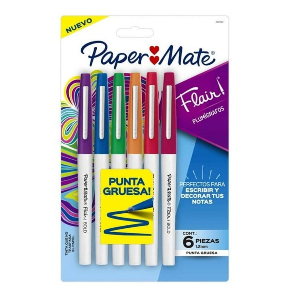 PAPER MATE - PACK 3 MARCADORES PAPER MATE FLAIR BOLD TIP X 6 PUNTA GRUESA