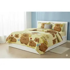 GENERICO - CUBRECAMA DE VERANO DISEÑO TIERNO CAPIBARA 2 PLAZAS DELGADO QUILT LZ